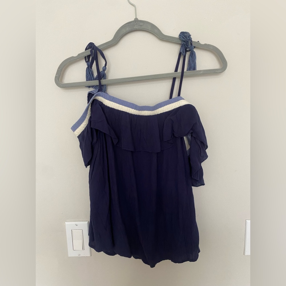American Eagle Off the Shoulder Navy Top